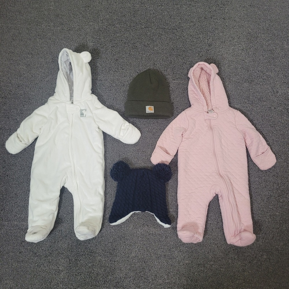 Simple Joys by Carter's Size 3-6M Pram Suit Bundle Baby Pink White Carhartt Hat
